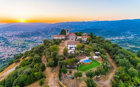 Villa Del Santo Bastiano: Sky, Nature, Landmark, Aerial Photography, Town, Hill, Tourism, City, Morning, Mountain