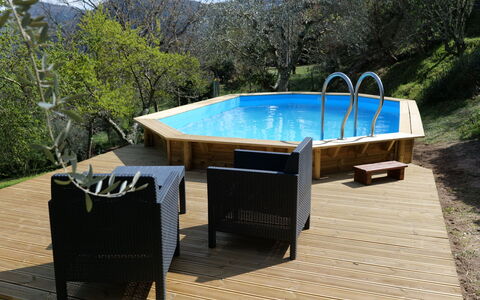 Il Casale: Water, Swimming Pool, Outdoor Furniture, Shade, Rectangle, Wood, Composite Material, Tree, Leisure, Plant