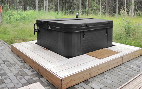Villa Utu: Furniture, Chair, Outdoor Furniture, Table, Wood, Outdoor Table, Kitchen & Dining Room Table, Shade, Garden, Umbrella