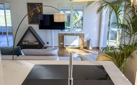 Villa Emanuele - Costarainera: Interior Design, Flooring, Countertop, Lighting, Kitchen, Light Fixture, Home, Furniture, Floor, Room