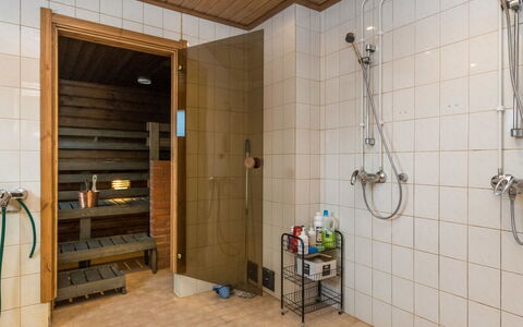 Villa Kaisla: Furniture, Interior Design, Flooring, Floor, Table, Ceiling, Kitchen & Dining Room Table, Lighting, Chair, Home