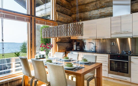 Villa Pärla: Furniture, Chair, Outdoor Furniture, Table, Wood, Outdoor Table, Kitchen & Dining Room Table, Shade, Garden, Umbrella