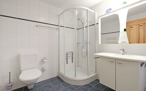 Sunset B 11: Bathroom, Property, Room, Plumbing Fixture, Tile, Purple, Interior Design, Architecture, Real Estate, Floor