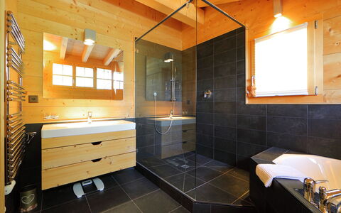 Chalet Maurice: Room, Bathroom, Property, Interior Design, Building, Furniture, Countertop, Tile, Floor, Sink