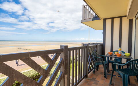 Cabourg Beach: Sky, Cloud, Property, Table, Furniture, Building, Azure, Wood, Water, Chair