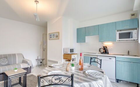Dinard 188: Cabinetry, Property, Furniture, Table, Sink, Countertop, Green, Azure, Chair, Building