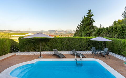 Villa San Vicente: Water, Sky, Property, Plant, Swimming Pool, Green, Shade, Azure, Body Of Water, Architecture