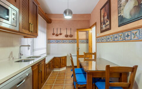 Villa San Vicente: Cabinetry, Property, Furniture, Sink, Kitchen Sink, Countertop, Picture Frame, Wood, Chair, Interior Design