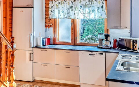 Kesäranta: Kitchen, Kitchen Appliance, Interior Design, Major Appliance, Countertop, Kitchen Sink, Wood, Cabinetry, Flooring, Sink