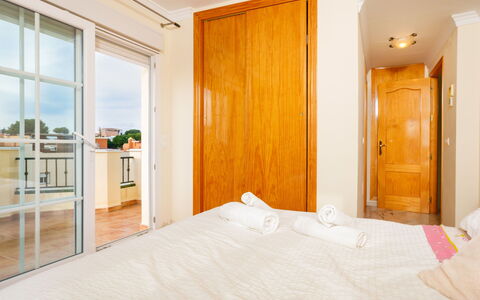 Villa Jazmin: Blue, Yellow, Balcony, Wood Stain, Hotel, Houseplant