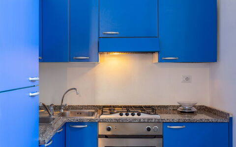 Anita: Blue, Cabinetry, Room, Kitchen, Property, Countertop, Cobalt Blue, Furniture, Kitchen Appliance, Material Property