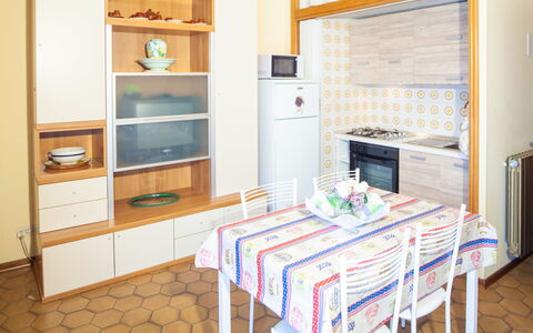 Eveten Apartments - Diano Marina: Furniture, Room, Property, Kitchen, Cabinetry, Interior Design, Building, Floor, House, Countertop