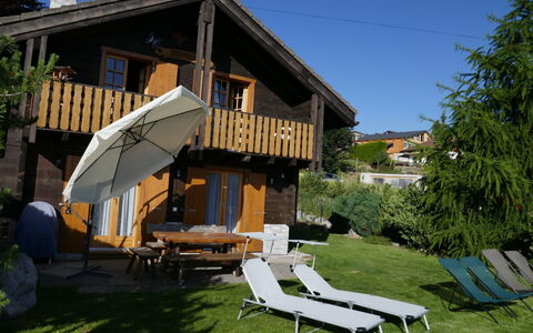 Nendaz 706: Property, House, Building, Home, Real Estate, Backyard, Sunlounger, Outdoor Furniture, Yard, Furniture