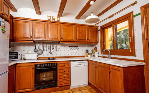 Villa Casablanca: Countertop, Cabinetry, Room, Property, Furniture, Kitchen, Building, Interior Design, House, Home