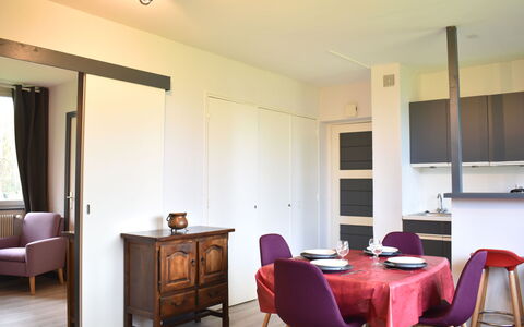 Les Hauts de Deauville: Furniture, Table, Property, Chair, Building, Wood, Interior Design, Lighting, Door, Floor