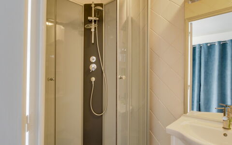 Les Genêts: Sink, Tap, Door, Plumbing Fixture, Bathroom, Mirror, Wood, Building, Composite Material
