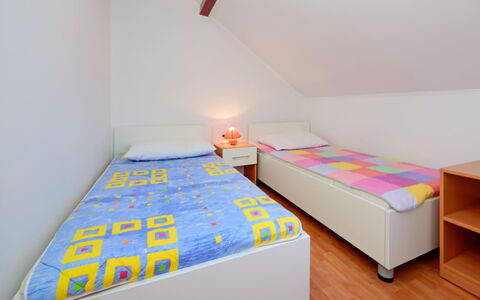 Korčula Vela Luka 107: Furniture, Comfort, Rectangle, Wood, Bed Frame, Floor, Pillow, Bed, House, Flooring