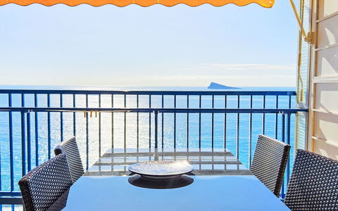 Las Palmeras: Furniture, Sea, Floor, Chair, Balcony, Ocean, Wood Stain, Fence, Coast, Kitchen & Dining Room Table