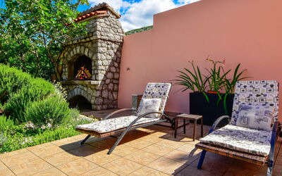 Novi Vinodolski Klenovica 600: Plant, Furniture, Sky, Property, Cloud, Blue, Outdoor Furniture, Building, Outdoor Bench, Shade