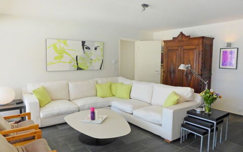 Chesa sur Puoz 7: Living Room, Furniture, Room, Property, Interior Design, Building, Couch, Yellow, House, Wall