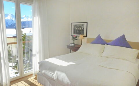 Chesa sur Puoz 7: Bedroom, Bed, Furniture, Room, Property, Bed Frame, Bed Sheet, Floor, Bedding, Interior Design