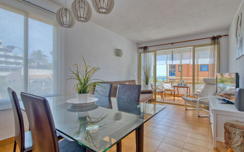 Calpe Calp 1110: Room, Property, Furniture, Dining Room, Interior Design, Building, Real Estate, Table, House, Yellow