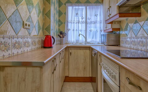 Calpe Pueblo: Countertop, Room, Property, Cabinetry, Kitchen, Furniture, Building, Floor, Interior Design, House