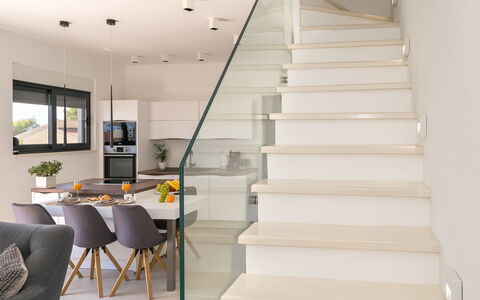 Villa Meri 2: Stairs, White, Property, Interior Design, Room, Building, Home, House, Floor, Furniture