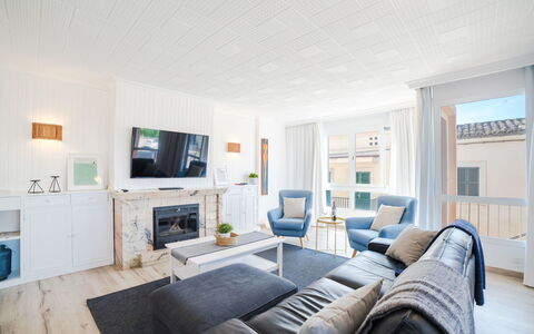 Can Josep: Furniture, Room, Property, Living Room, Interior Design, Blue, Building, House, Home, Ceiling