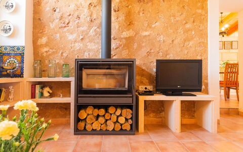 Ses Sitjoles: Plant, Furniture, Building, Orange, Interior Design, Wood, Living Room, Floor, Home Appliance, Wall