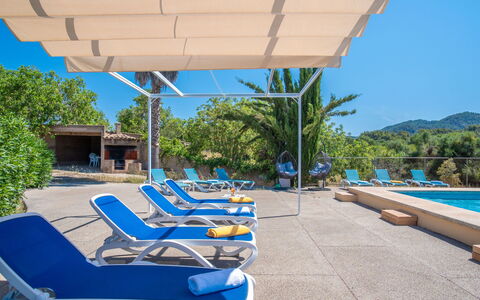 Can Amagat: Property, Furniture, Blue, Sky, Swimming Pool, Azure, Shade, Sunlounger, Outdoor Furniture, Water