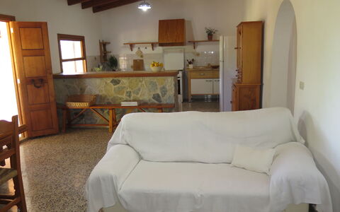 S'Almunia: Furniture, Room, Property, Interior Design, Wall, Floor, Bedroom, Building, Bed, House