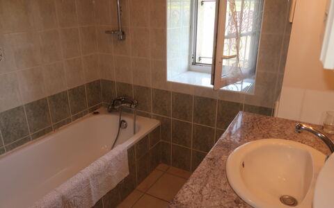 Le Mas: Brown, Bathtub, Tap, Plumbing Fixture, Property, Sink, Window, Bathroom, Bathroom Sink, Interior Design