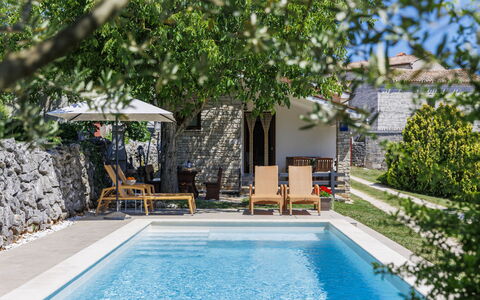 Tomazin: Blue, Swimming Pool, Resort, Composite Material, Flagstone, Eco Hotel, Leisure, Shade, Cottage, Outdoor Furniture