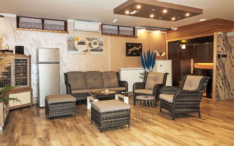 Villa Helena: Furniture, Interior Design, Flooring, Floor, Wood, Room, Couch, Wood Flooring, Living Room, Table