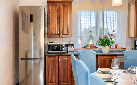 Villa Helena: Cabinetry, Property, Furniture, Countertop, Window, Tableware, Kitchen, Kitchen Appliance, Kitchen Stove, Interior Design