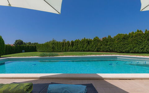 Villa Vela: Water, Sky, Plant, Building, Swimming Pool, Rectangle, Azure, Nature, Blue, Shade