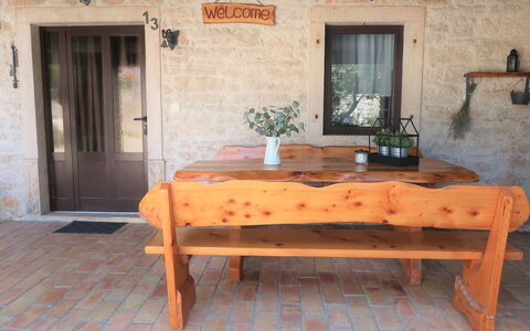 Lara: Table, Furniture, Building, Window, Plant, Wood, Door, Flowerpot, Orange, Houseplant