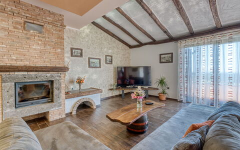 Villa Toni: Furniture, Interior Design, Couch, Wall, Flooring, Wood, Ceiling, Living Room, Floor, Room