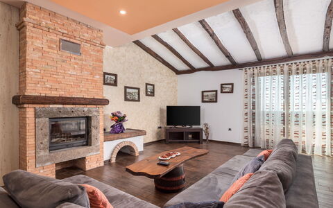 Villa Toni: Furniture, Property, Picture Frame, Couch, Comfort, Window, Wood, Interior Design, Living Room, Flooring