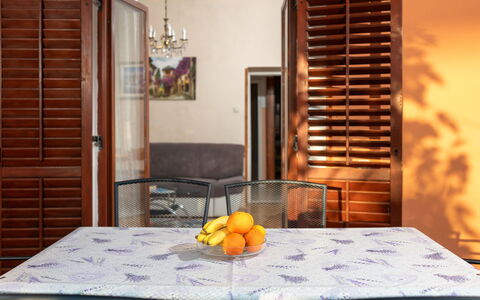 Marijana: Furniture, Wood, Interior Design, Flooring, Floor, Table, Kitchen & Dining Room Table, Chair, Dining Room, Door