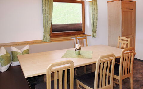 Bramberg am Wildkogel 607: Furniture, Room, Property, Table, Dining Room, Interior Design, Chair, House, Hardwood, Building