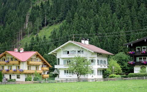 Mayrhofen 686: Building, Plant, Mountain, Natural Landscape, House, Tree, Highland, Land Lot, Biome, Cottage