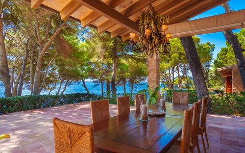 Finca L'Embat: Table, Plant, Property, Furniture, Nature, Wood, Chair, Lighting, Outdoor Furniture, Interior Design