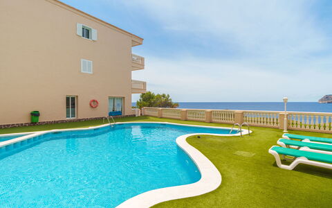 Sant Elm San Telmo 602: Water, Sky, Cloud, Property, Swimming Pool, Building, Blue, Azure, Plant, Outdoor Furniture
