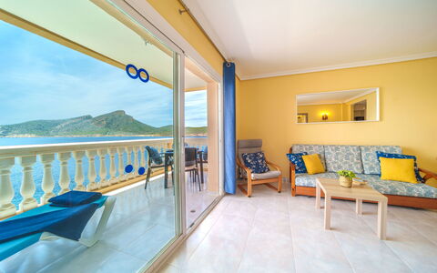Sant Elm San Telmo 602: Furniture, Property, Sky, Table, Azure, Blue, Interior Design, Shade, Architecture, Living Room
