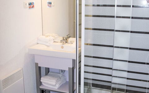 Le Grau du Roi 604: Flooring, Floor, Interior Design, Plumbing Fixture, Room, Bathroom, Ceiling, Plumbing, Sink, Shower Door