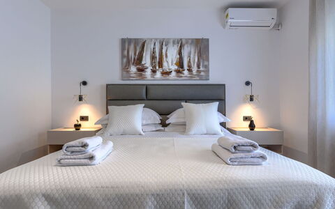 Marina: Bed, Furniture, Bedroom, Interior Design, Bedding, Bed Sheet, Floor, Flooring, Textile, Bed Frame