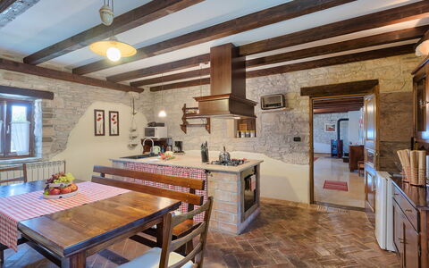 Bozac: Table, Furniture, Wood, Interior Design, Chair, Lighting, Kitchen, Beam, Window, Flooring