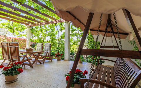 Rovinj 712: Furniture, Wood, Outdoor Furniture, Chair, Table, Flowerpot, Outdoor Table, Shade, Garden
